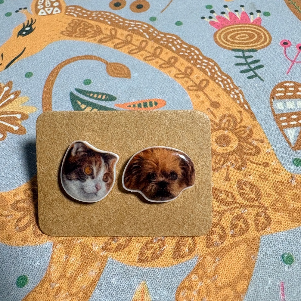 Pet Lover's Cat and Dog mismatch earring Set